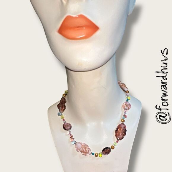 Premier Designs Multicolor Glass Bead Necklace – Lampwork Style - Picture 6 of 9
